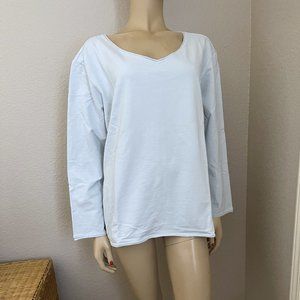 J Jill Light Blue Sweat Shirt Style Organic Cotton Top X Large